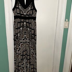 White House Black Market Black and White Geometric Maxi Dress